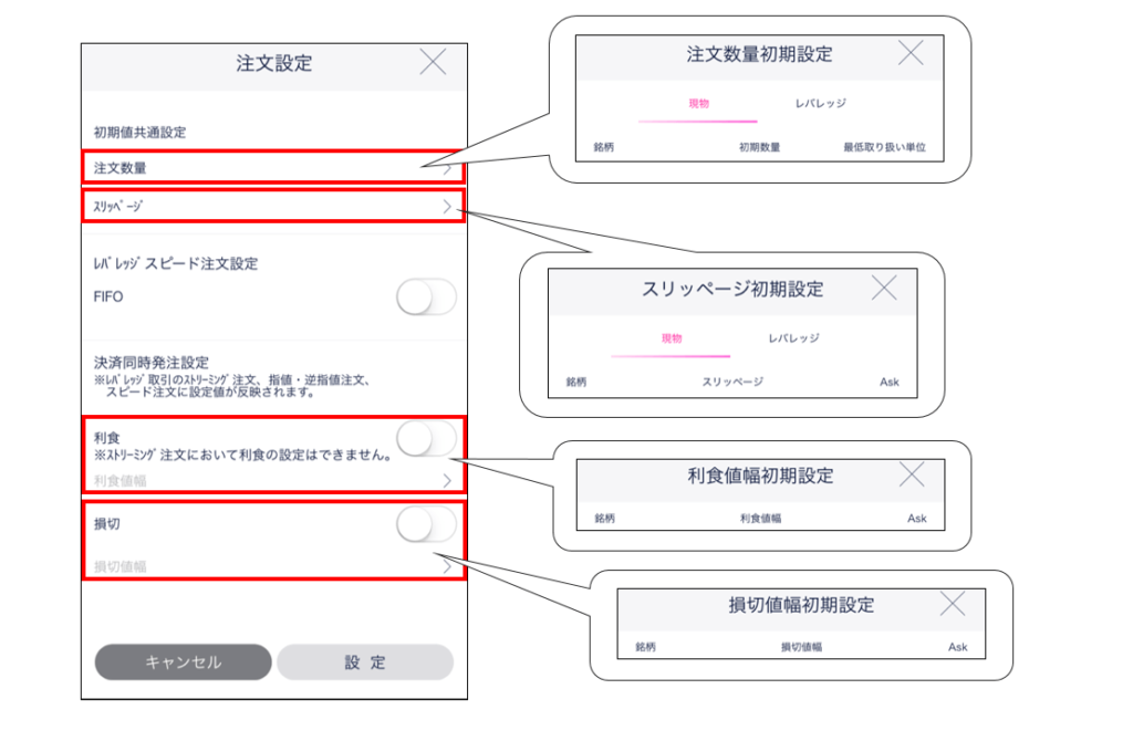 注文設定について